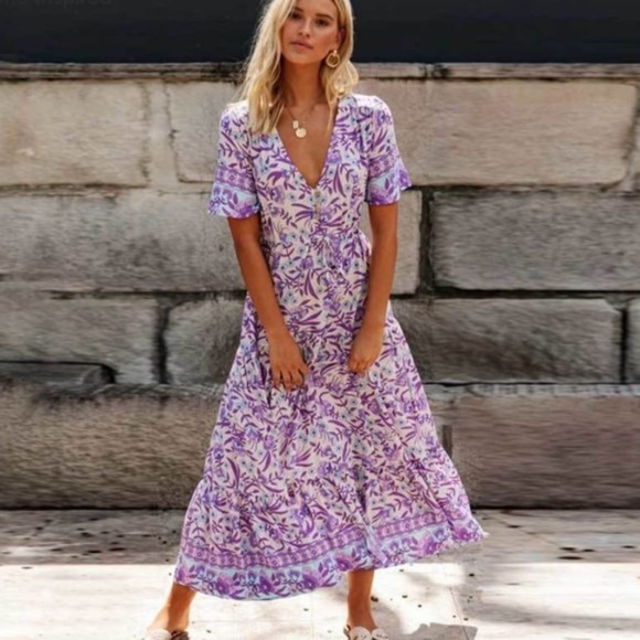 Boho Floral Print Maxi Dress - Picture 3 of 5
